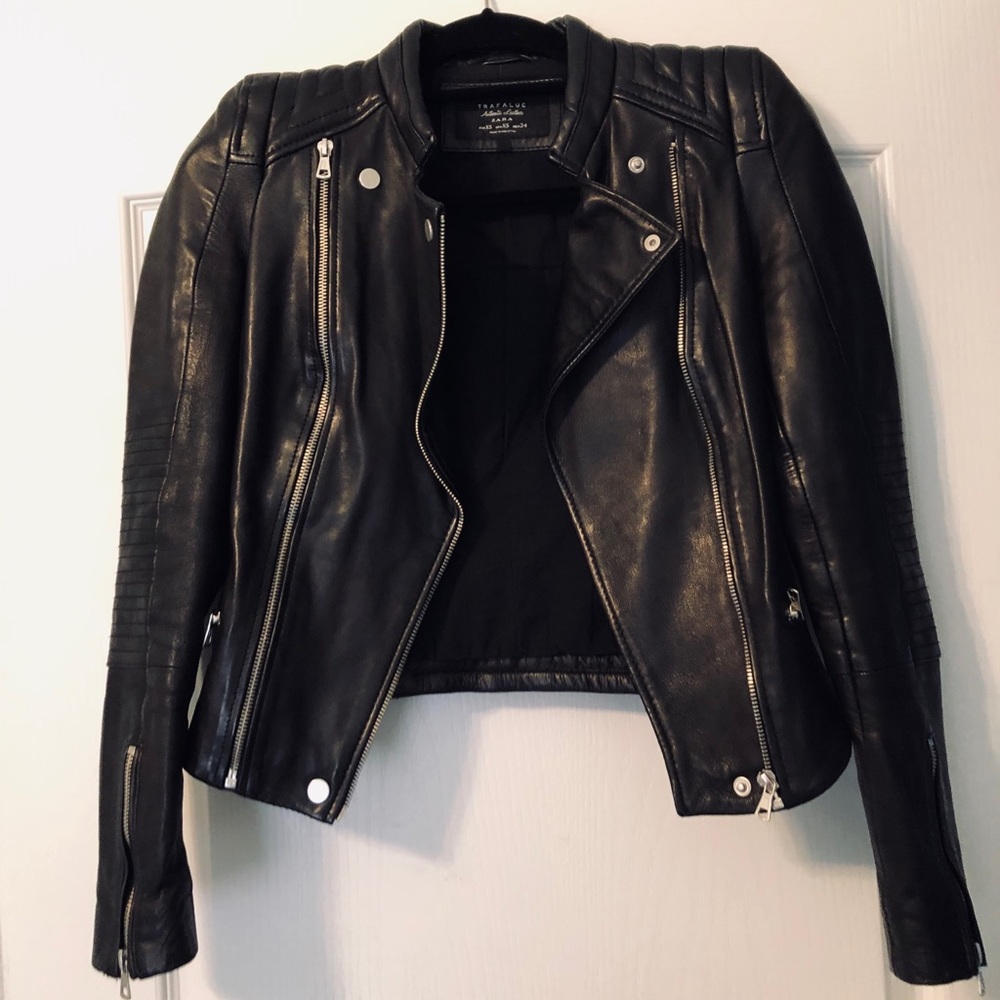 Zara genuine leather moto jacket New without tags